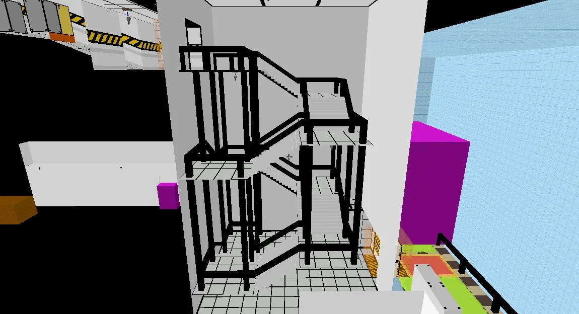 A new area that had to be added for the map to fit in a 3D space, between the water section and the balcony.